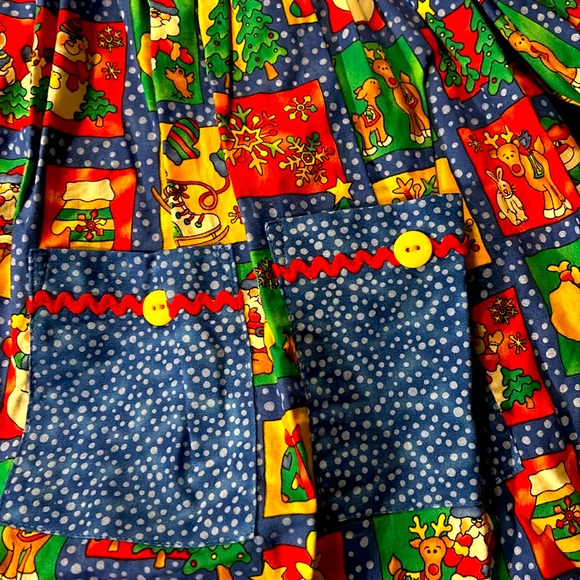 Chicken Noodle Two piece Baby Girl Smock & Bloomer set. Christmas Print. - Picture 2 of 5